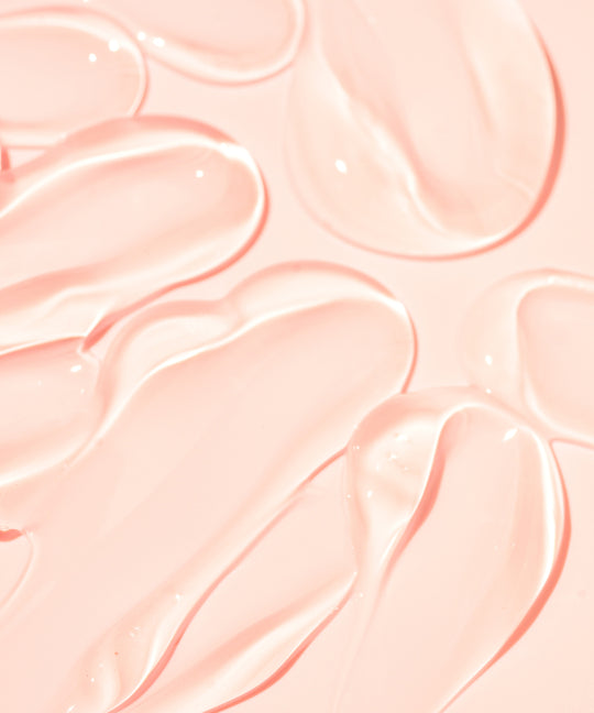 pink background gel serum on top