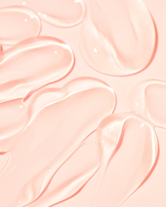 pink background gel serum on top